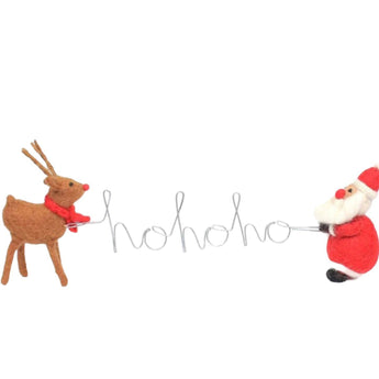 Felt Santa and Rudolph Ho Ho Ho garland decoration by Amica, featuring colorful holiday characters on a festive string.