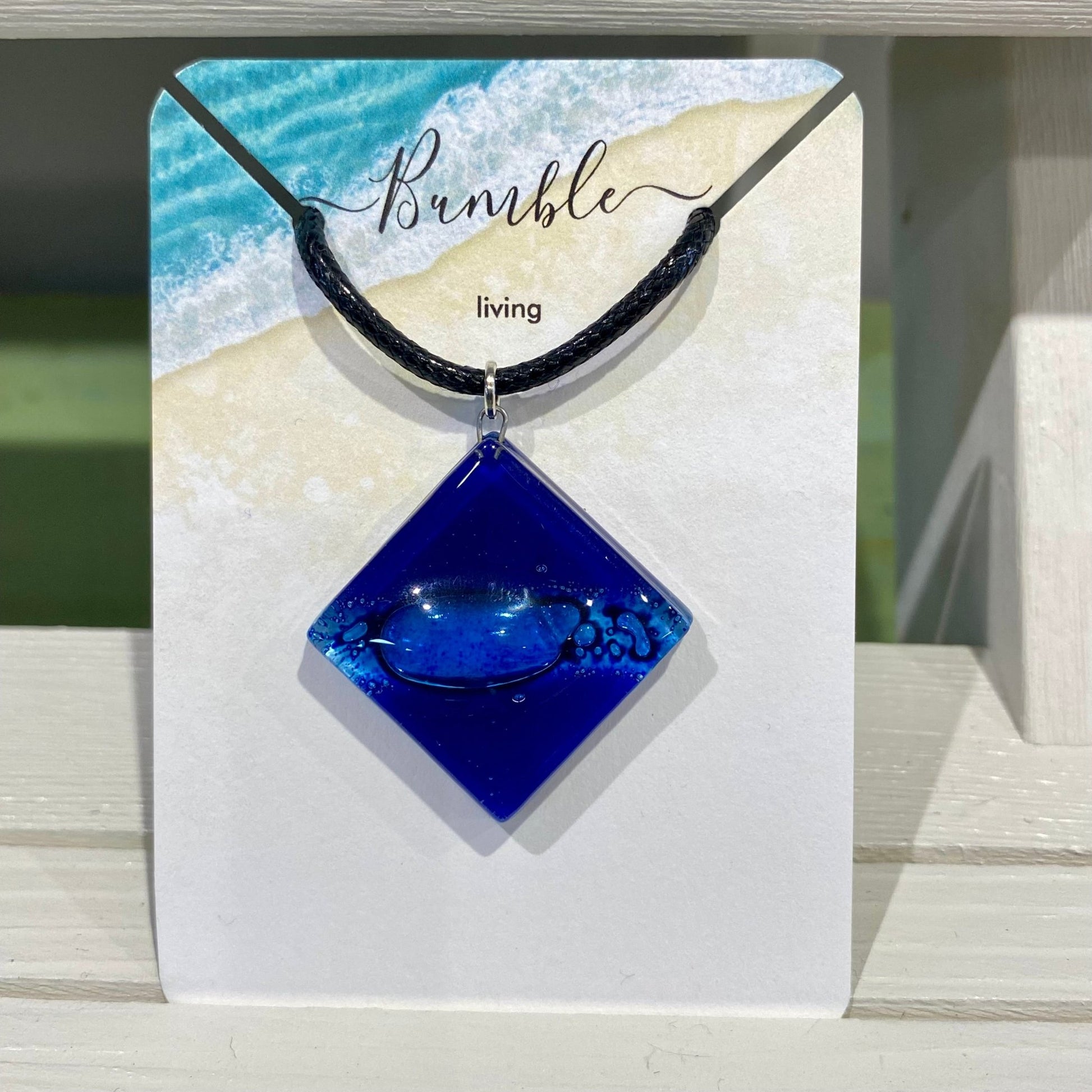 Sea Blue Bubble Glass Diamond Pendant - Bumble Living