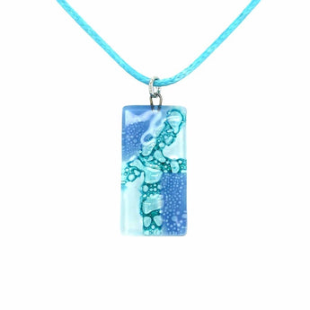 Seafoam bubble glass rectangle pendant by Bumble Living, featuring a translucent, textured glass design on a sleek pendant.