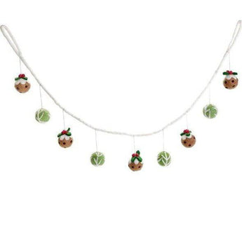 Sprout & Christmas Pudding Garland - Bumble Living