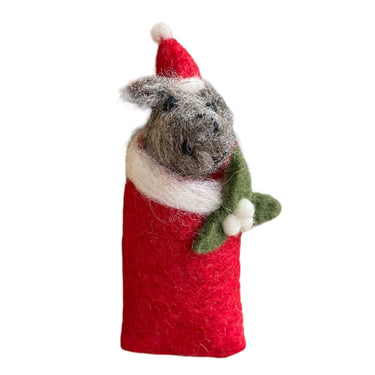 Amica felt swaddling puppies decoration featuring soft, colorful felt puppies in a cozy, handcrafted design for nursery decor.