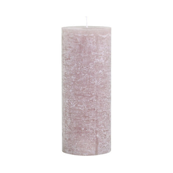 Taupe rustic pillar candle from Chic Antique, designed for 150 hours of burn time, with textured finish and classic pillar shape.