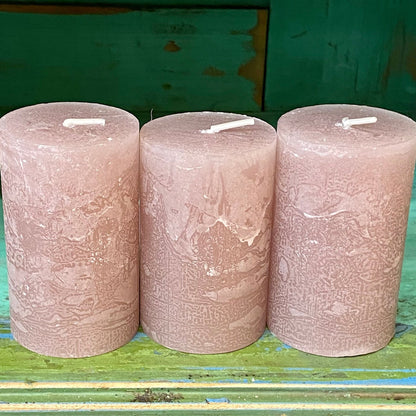 Taupe Rustic Pillar Candle 16 hours - Bumble Living