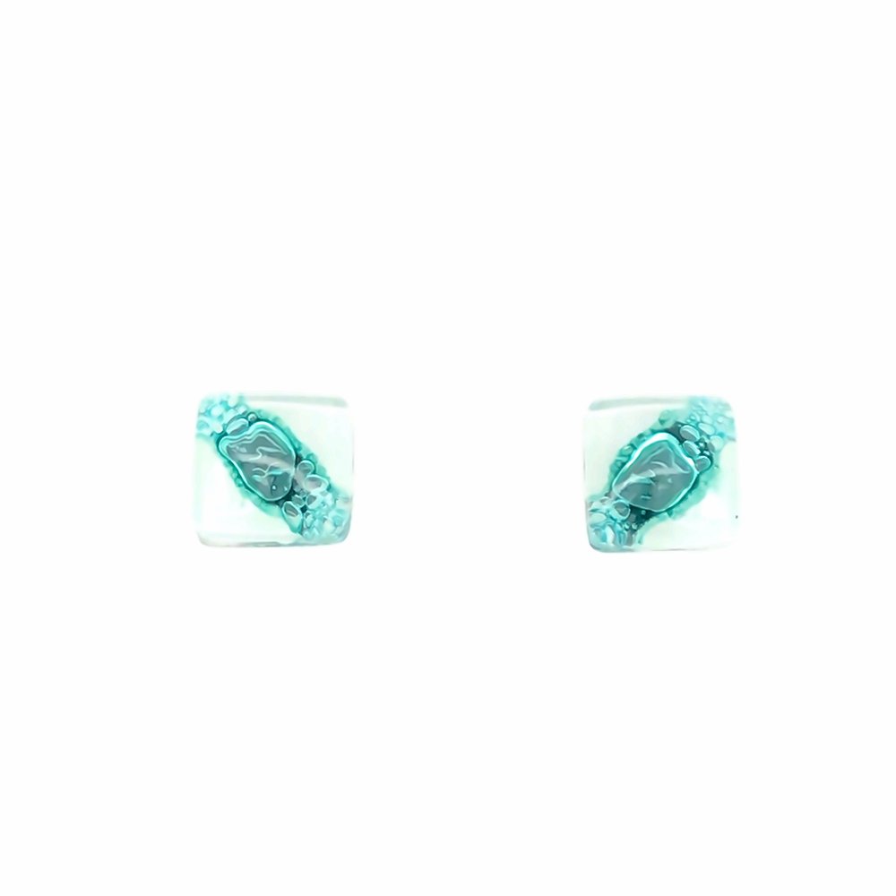 Turquoise & White Bubble Large Stud Earrings - Bumble Living