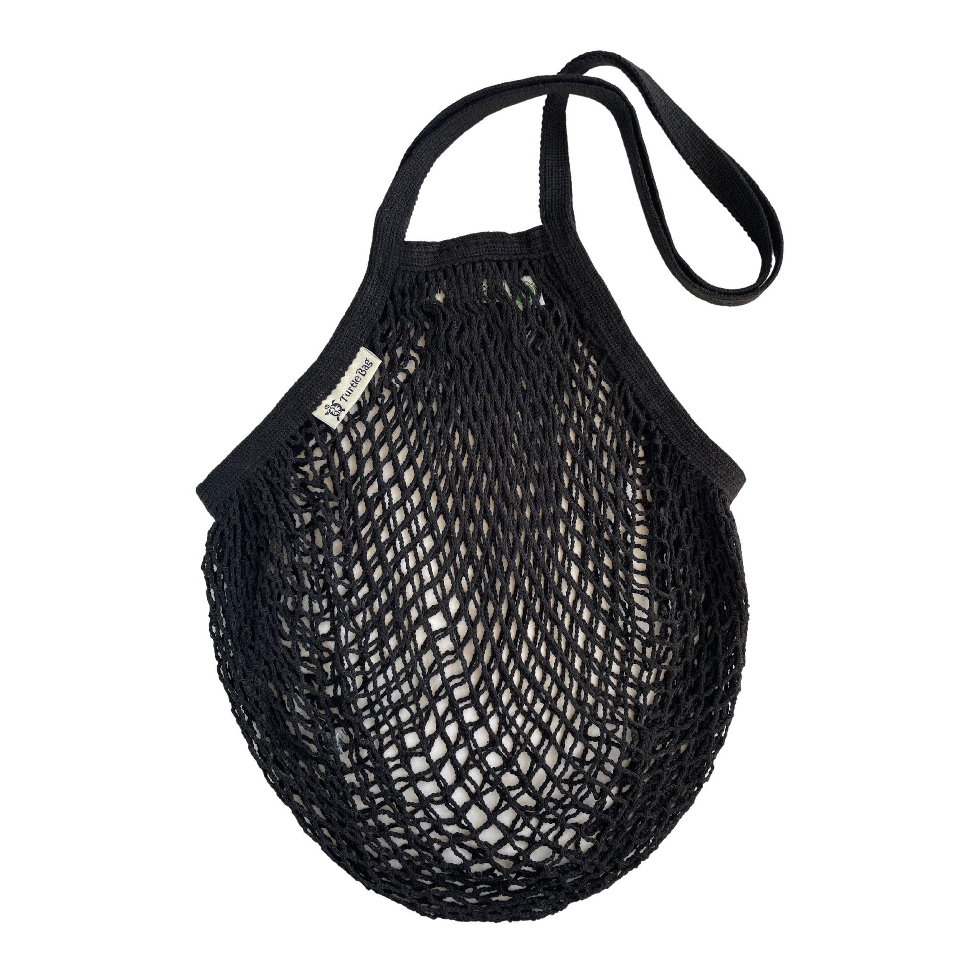 Turtle Bags Organic Long Handled String Bag Black - Bumble Living