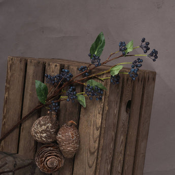 Single stem of artificial Viburnum Berry Flower with vibrant red berries and green leaves, perfect for floral arrangements.