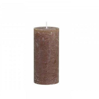 Rustic Walnut Macon Pillar Candle by Chic Antique, 60-hour burn time, showing a natural textured finish on a pillar candle.