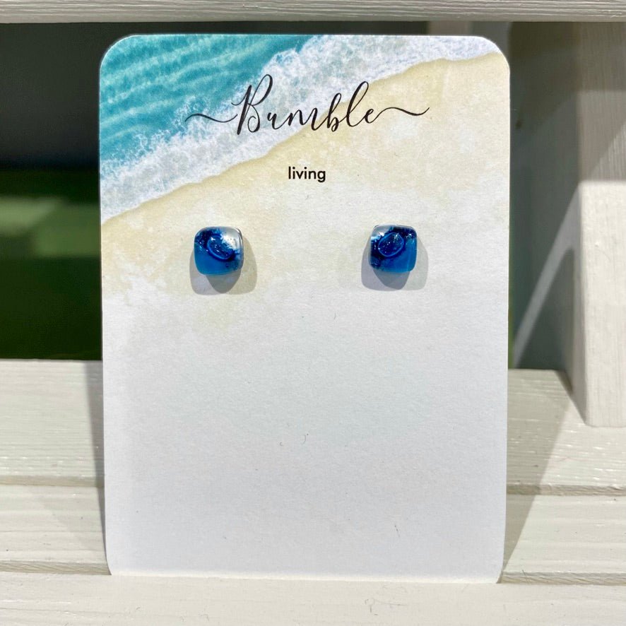 Wave Blue Bubble Glass Earrings - Bumble Living