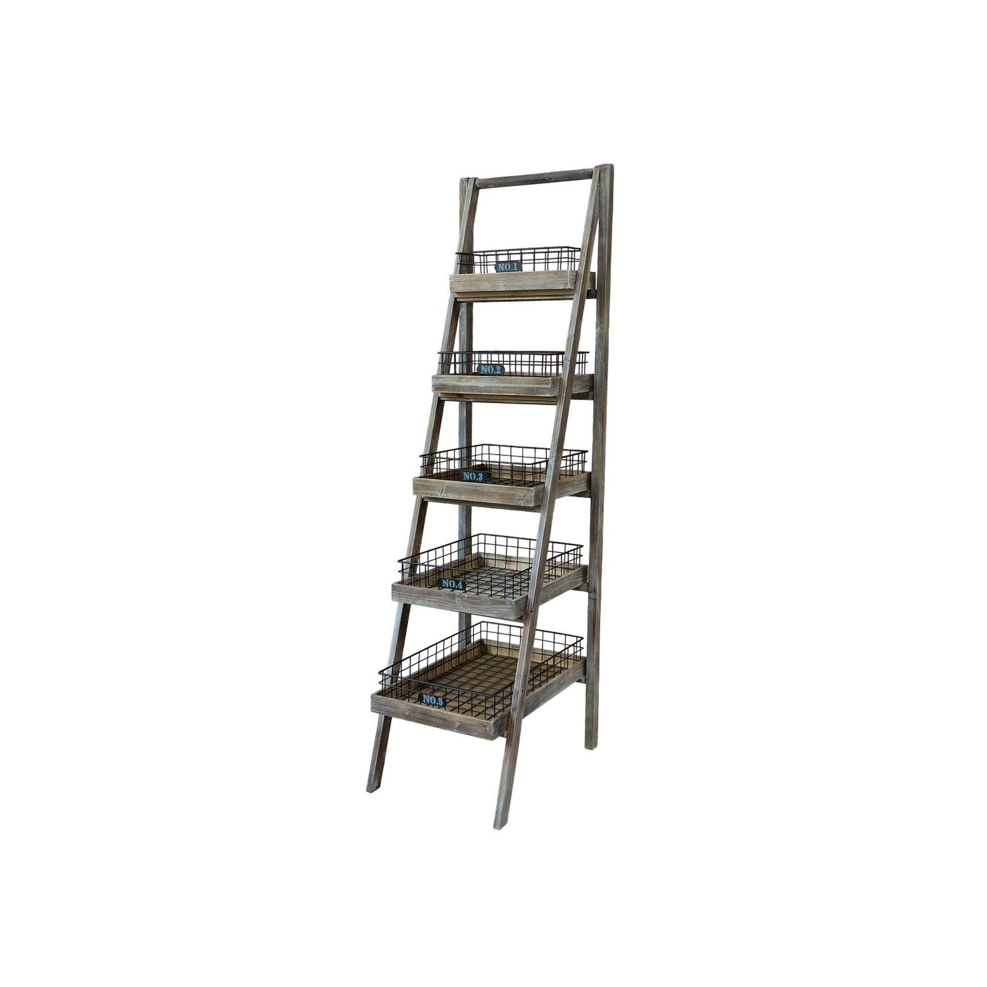 Wooden Ladder 5 Rung Shelving Unit - Bumble Living