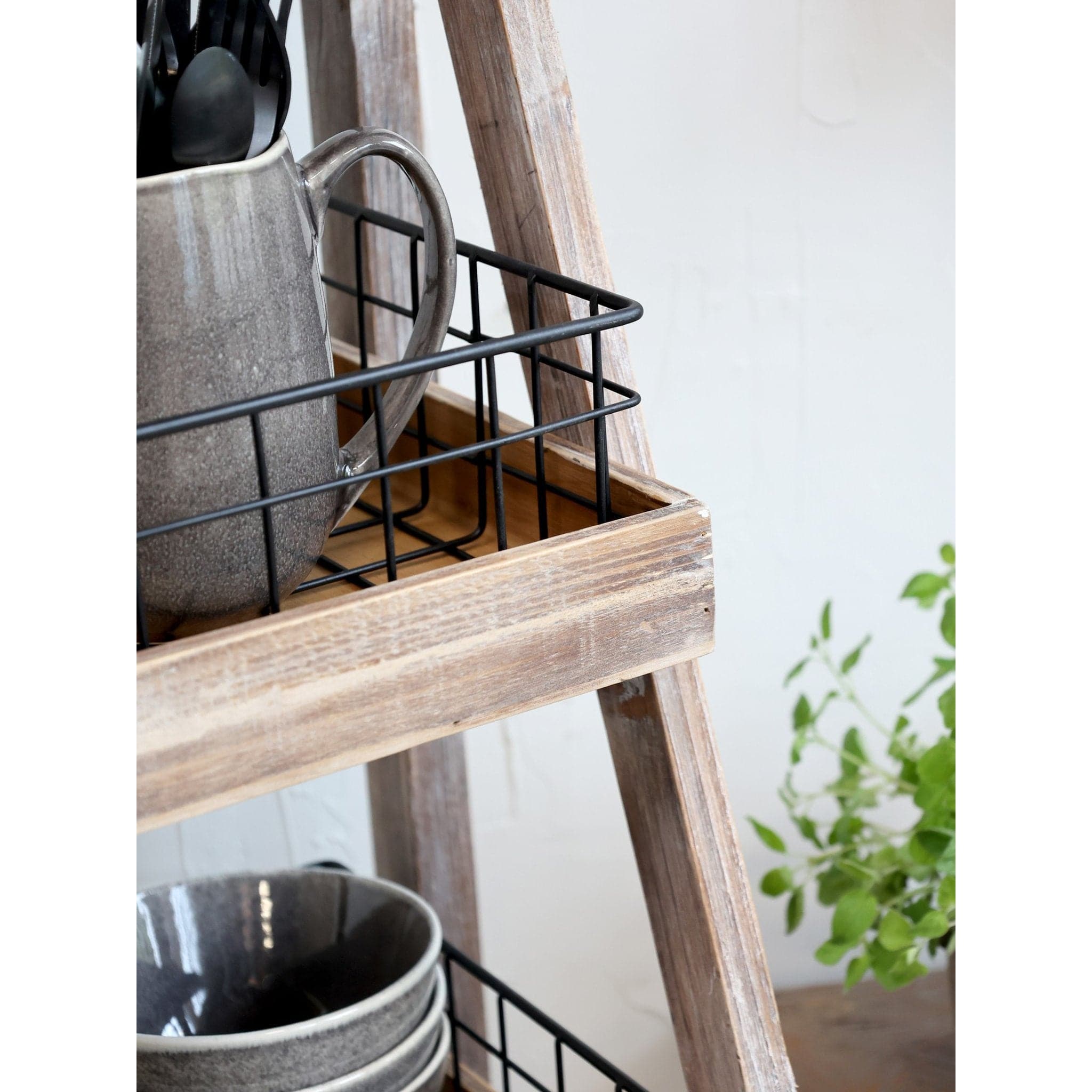 Ladder Rung Shelf Wooden Ladder 5 Rung Shelving Unit – Bumble Living