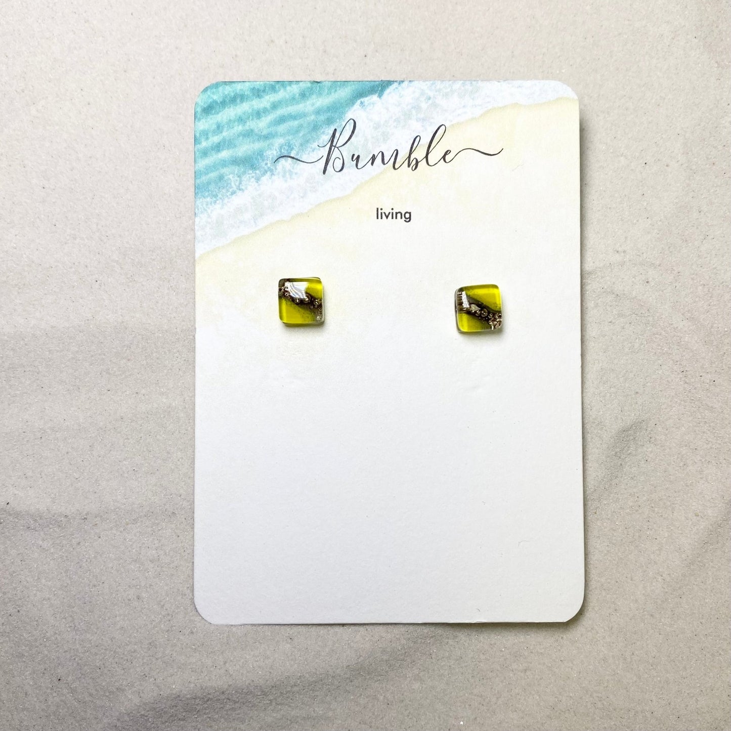 Yellow and Gold Bubbled Medium Stud Earrings - Bumble Living