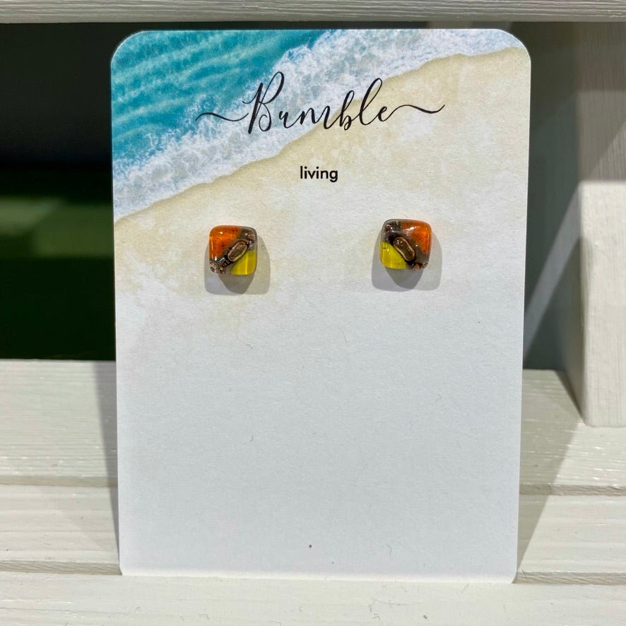 Yellow and Orange Bubble Glass Earrings - Bumble Living