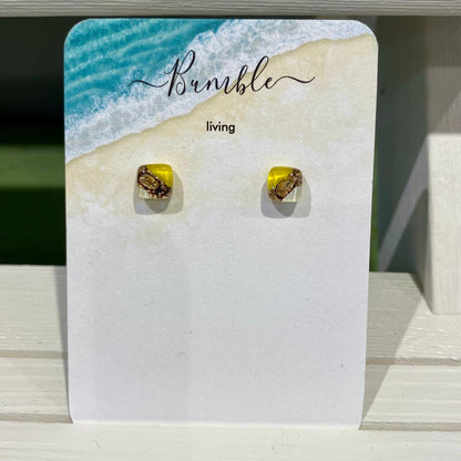 Yellow and Silver Bubble Glass Earrings - Bumble Living